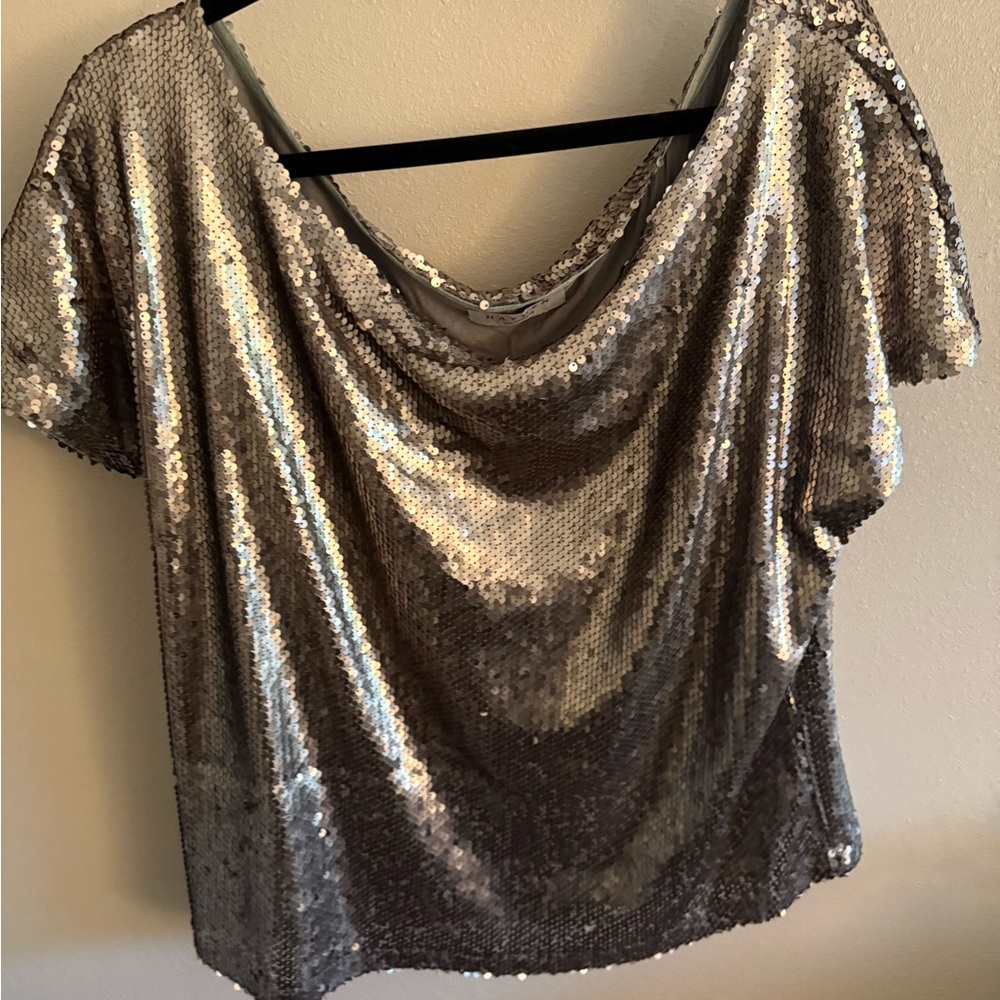 Silver Sequin Women's Top